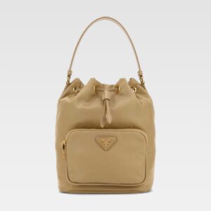 Prada Re-nylon Duet Bucket Bag Beige