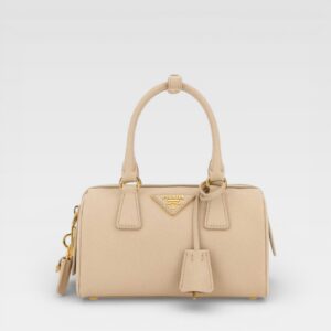 Prada Saffiano Bowler Bag Travertine Stone