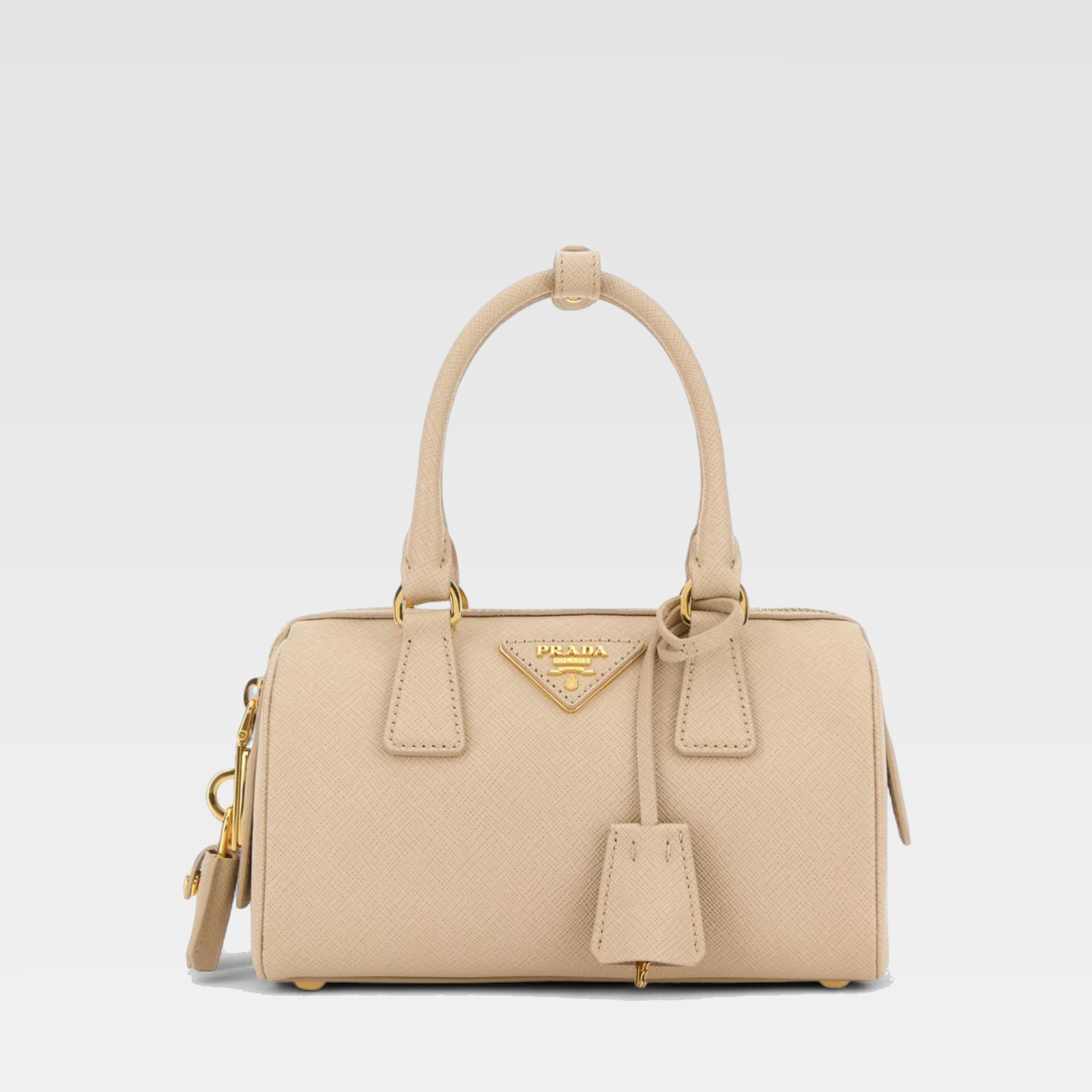 Prada Saffiano Bowler Bag Travertine Stone