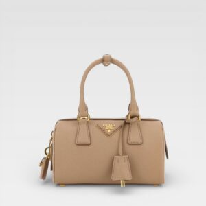 Prada Saffiano Bowler Bag Beige