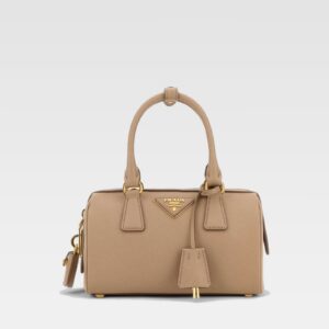 Prada Saffiano Bowler Bag Beige