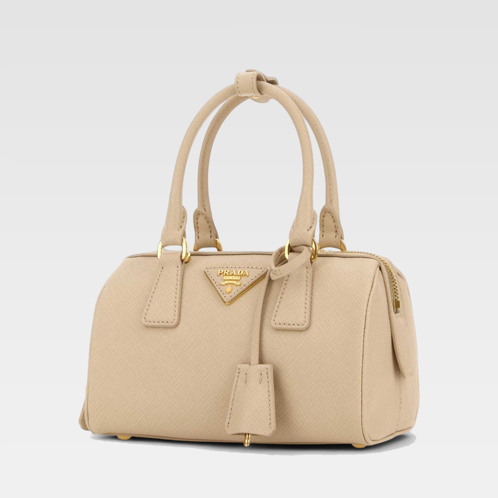 Prada Saffiano Bowler Bag Travertine Stone - Imagen 2