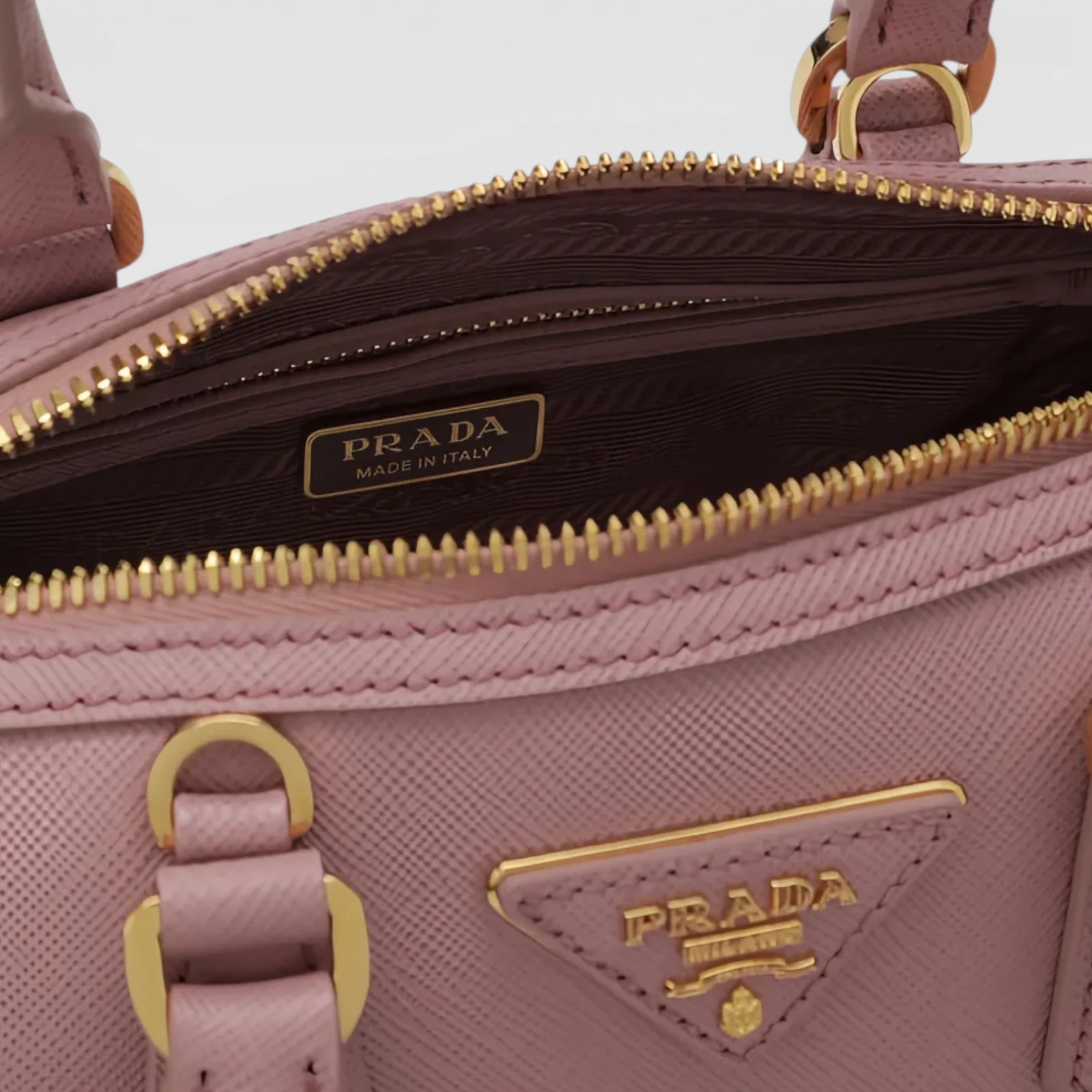 Prada Saffiano Bowler Bag Peach - Image 6