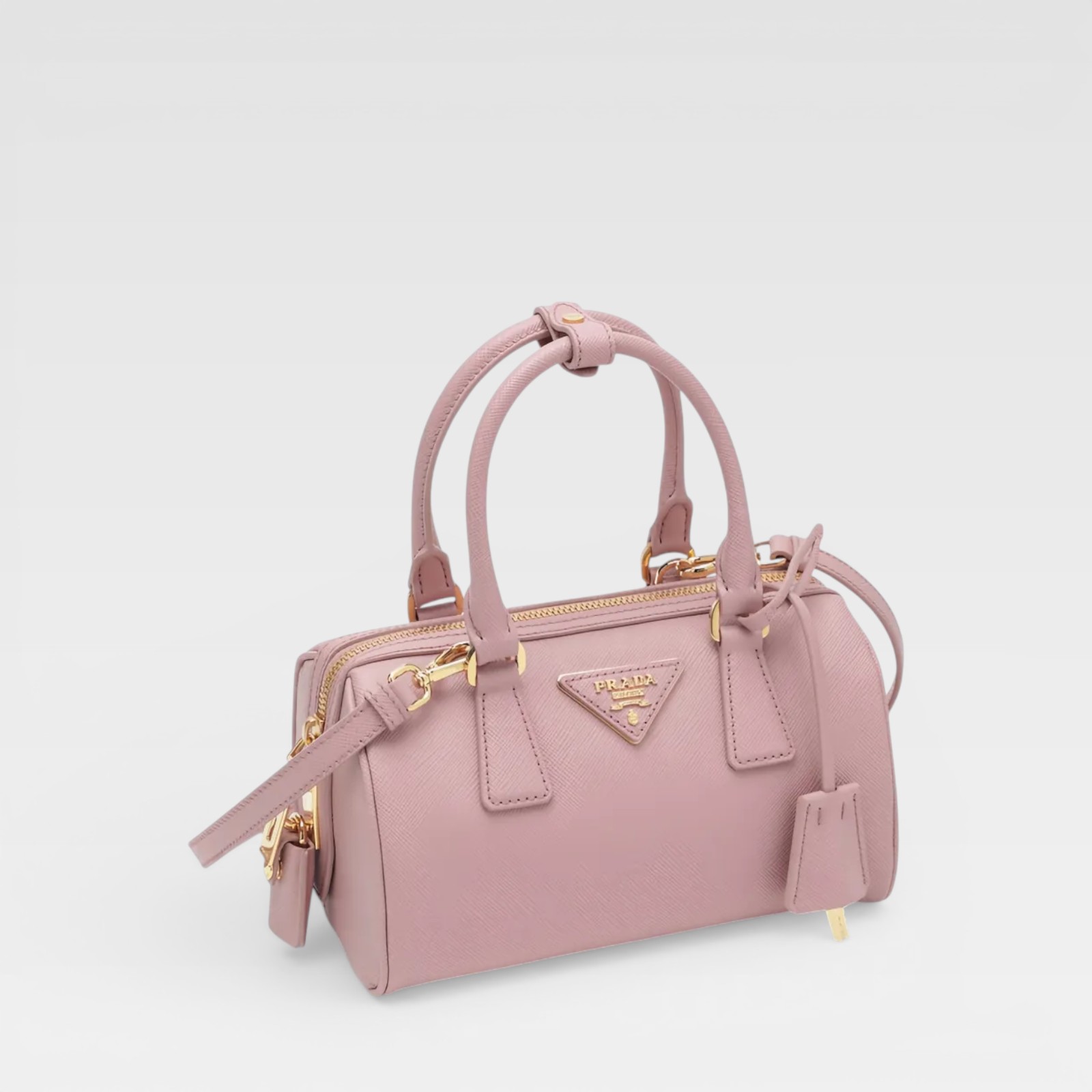 Prada Saffiano Bowler Bag Peach - Image 2
