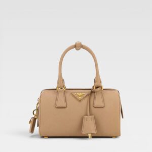 Prada Saffiano Bowler Bag Beige