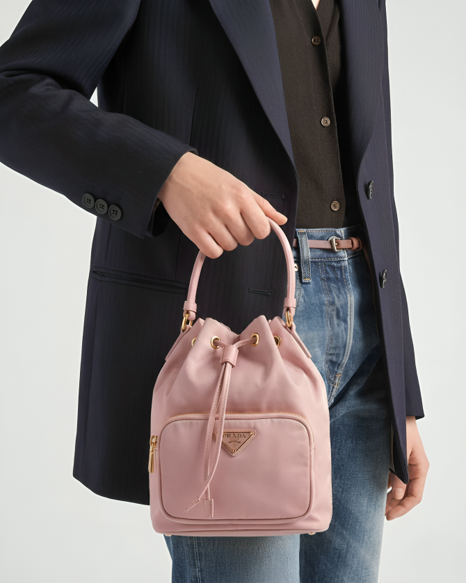 Prada Re-nylon Duet Bucket Bag Peach - Image 5