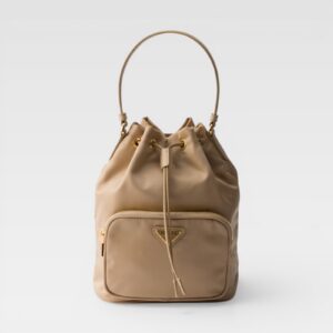 Prada Re-nylon Duet Bucket Bag Beige