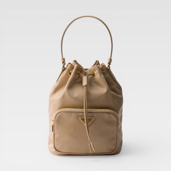 Prada Re-nylon Duet Bucket Bag Beige
