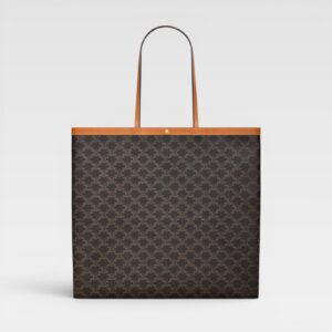 Celine Big Flat Shopper in Triomphe Canvas and Natural Calfskin