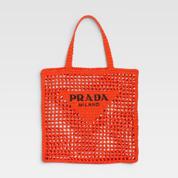 Prada Crochet Tote Orange