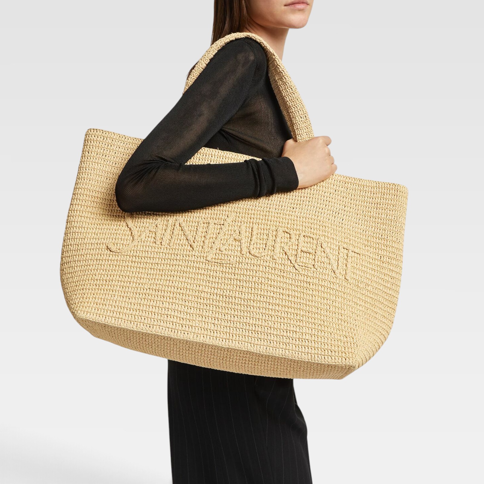 Saint Laurent Raffia Tote Bag - Image 5