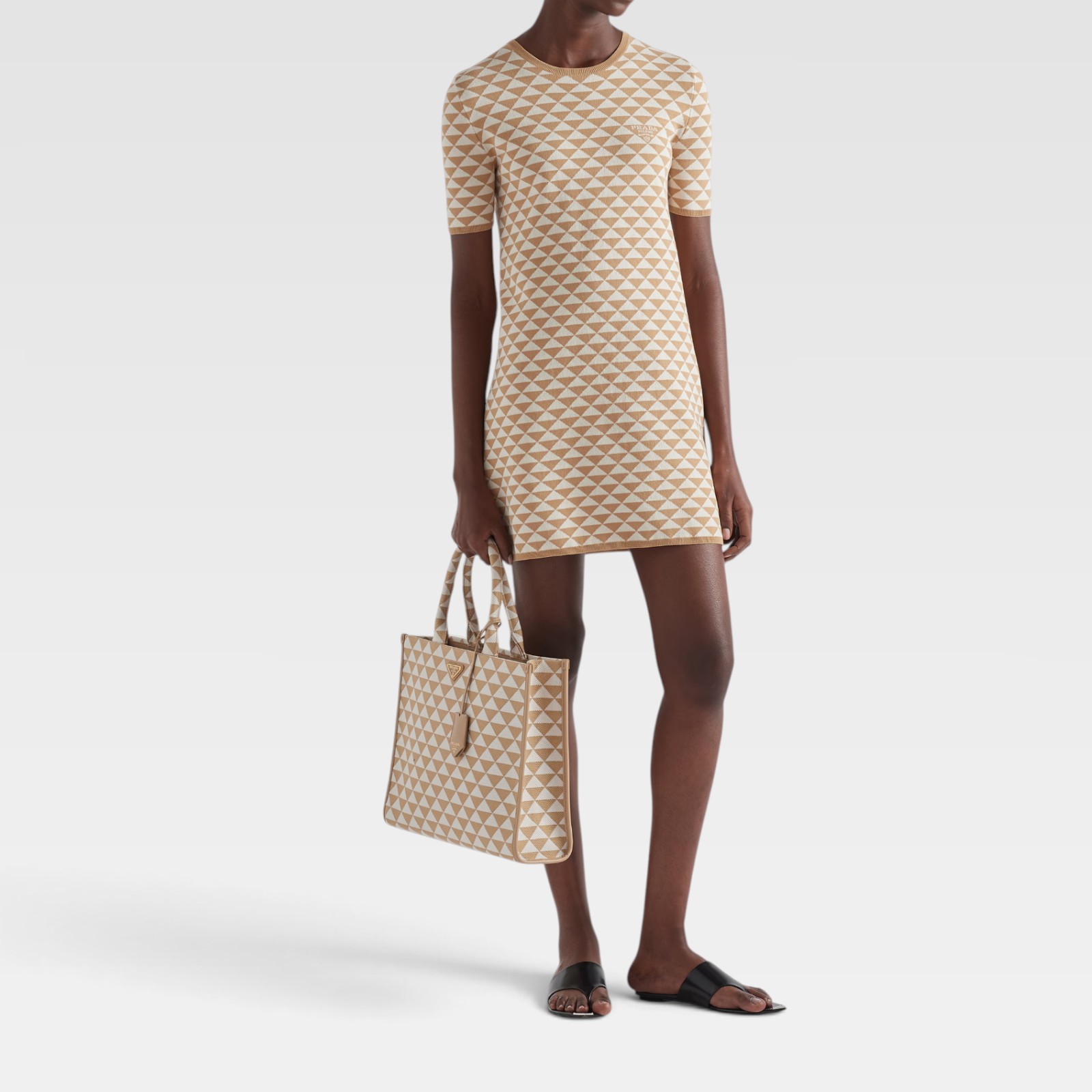 Prada Symbole Jacquard Triangle Tote Bag - Image 6