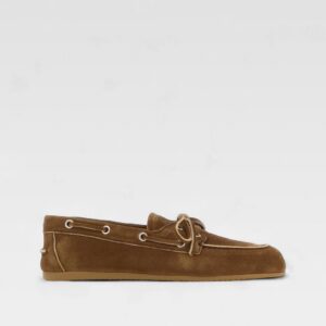 Miu Miu Cinnamon Faded Suede Deck Mocassini