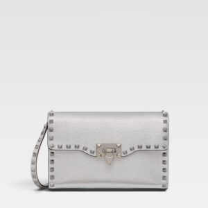 Valentino Garavani Small Rockstud Grainy Metallic Crossbody Bag