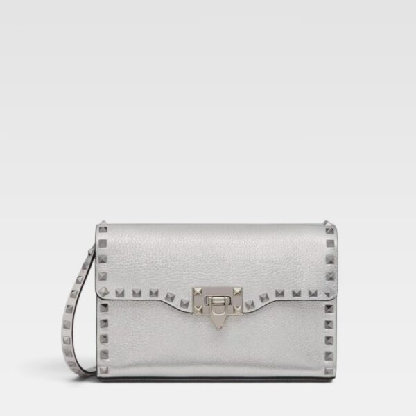 Valentino Garavani Small Rockstud Grainy Metallic Crossbody Bag