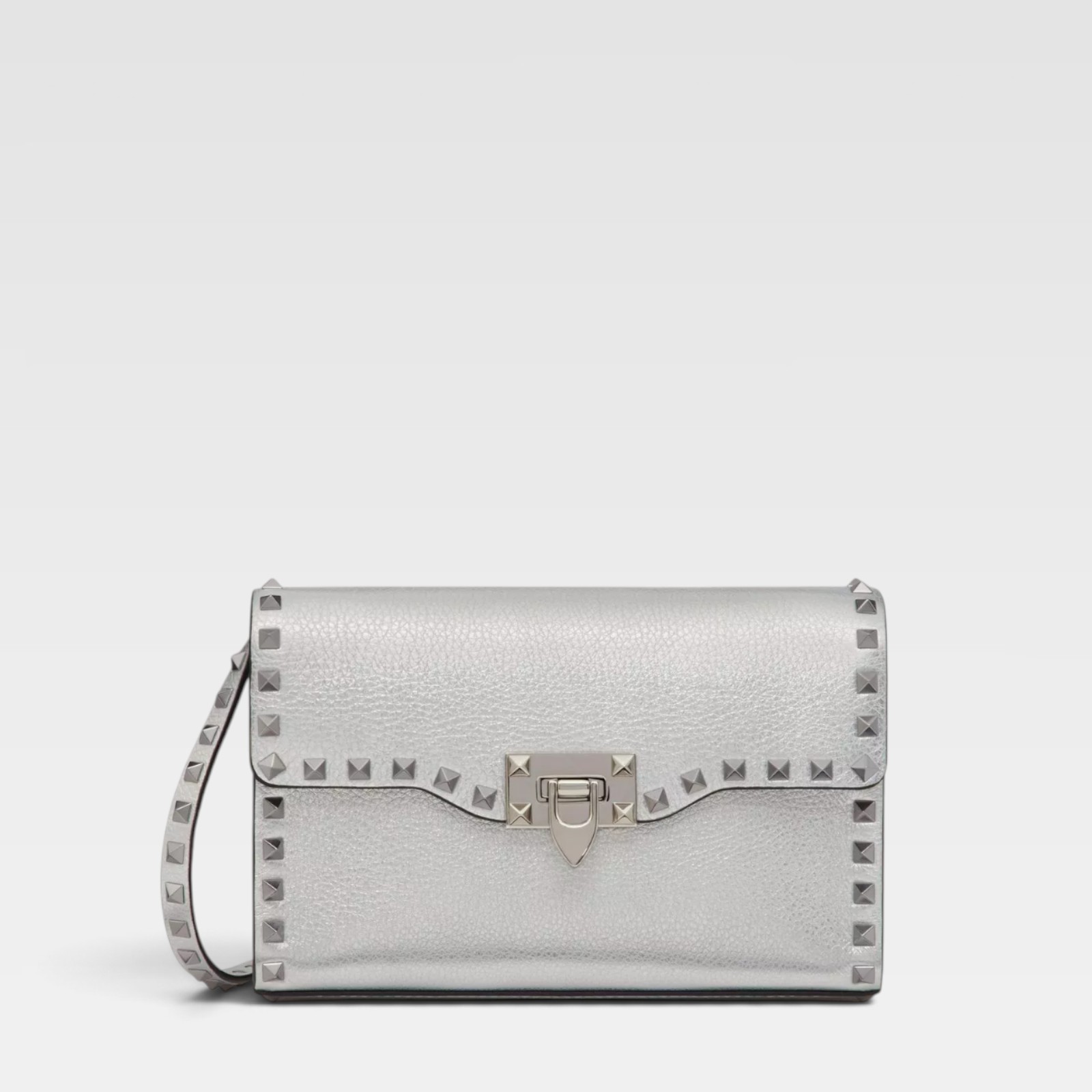 Valentino Garavani Small Rockstud Grainy Metallic Crossbody Bag