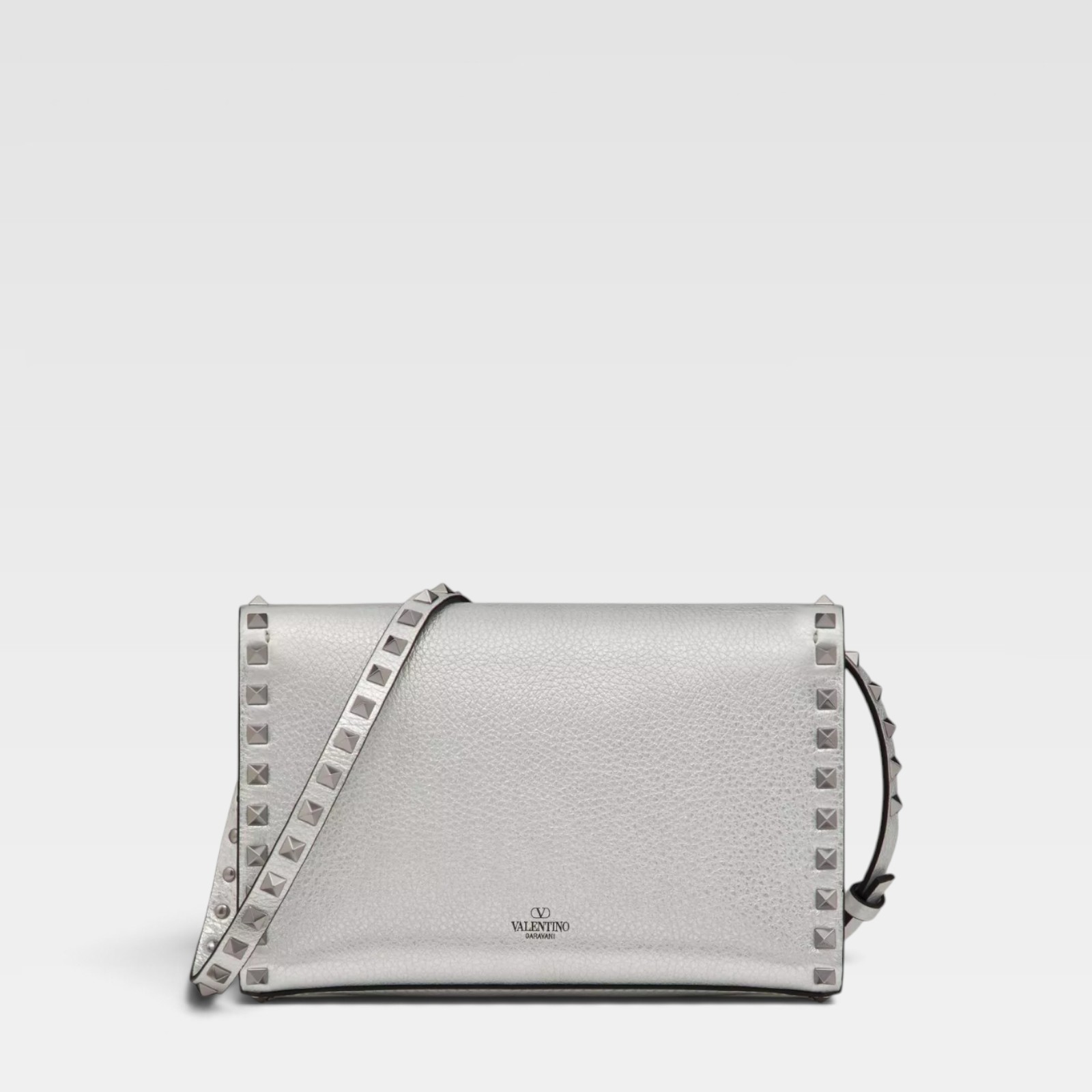 Valentino Garavani Small Rockstud Grainy Metallic Crossbody Bag - Image 3