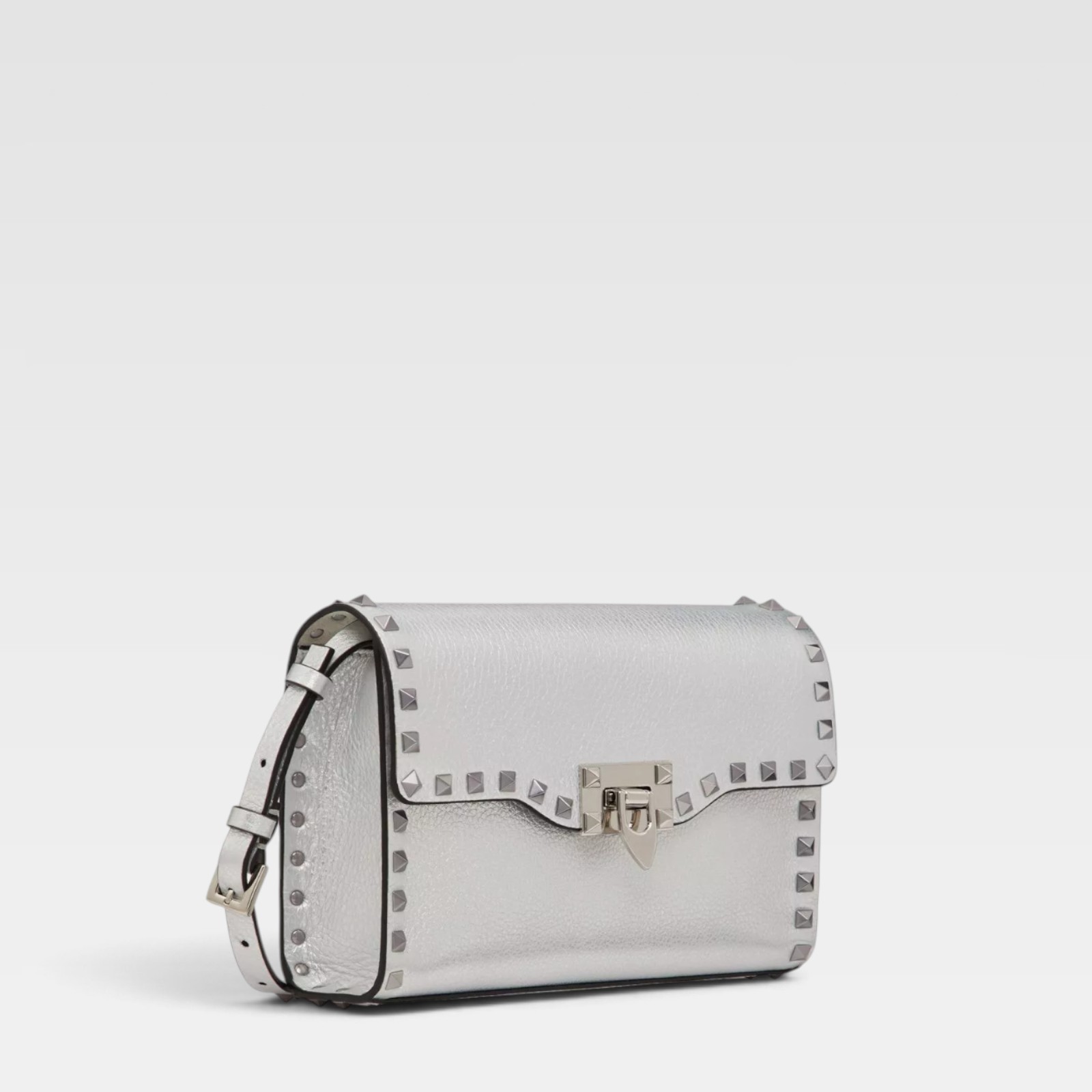 Valentino Garavani Small Rockstud Grainy Metallic Crossbody Bag - Image 2