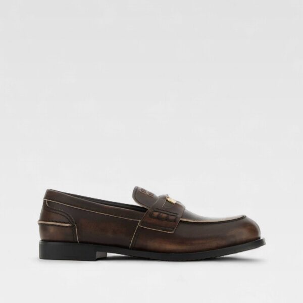 Miu Miu Vintage-Effect Leather Penny Loafers