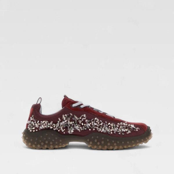 Miu Miu Bubble Embroidered Technical Fabric and Suede Sneakers