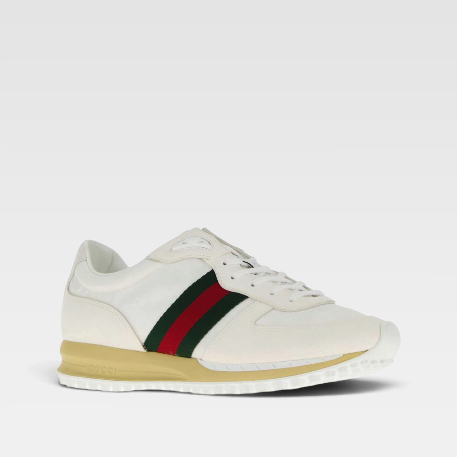Gucci Men's Web Accent Leather Sneakers - Image 2