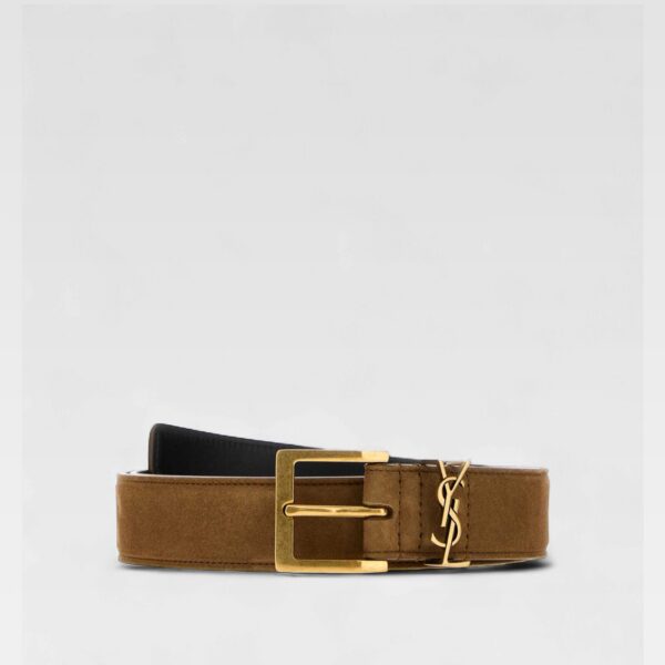 Saint Laurent Men’s Monogramme Leather Belt
