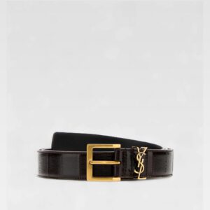 Saint Laurent Men's Monogramme Leather Belt