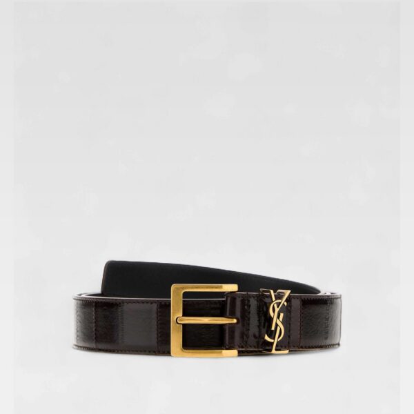 Saint Laurent Men's Monogramme Leather Belt