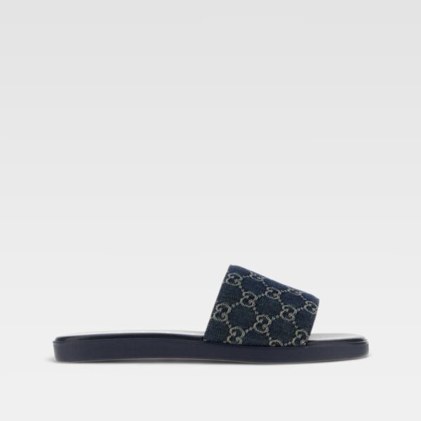 Gucci Men's Charlie GG Monogram Denim Slides