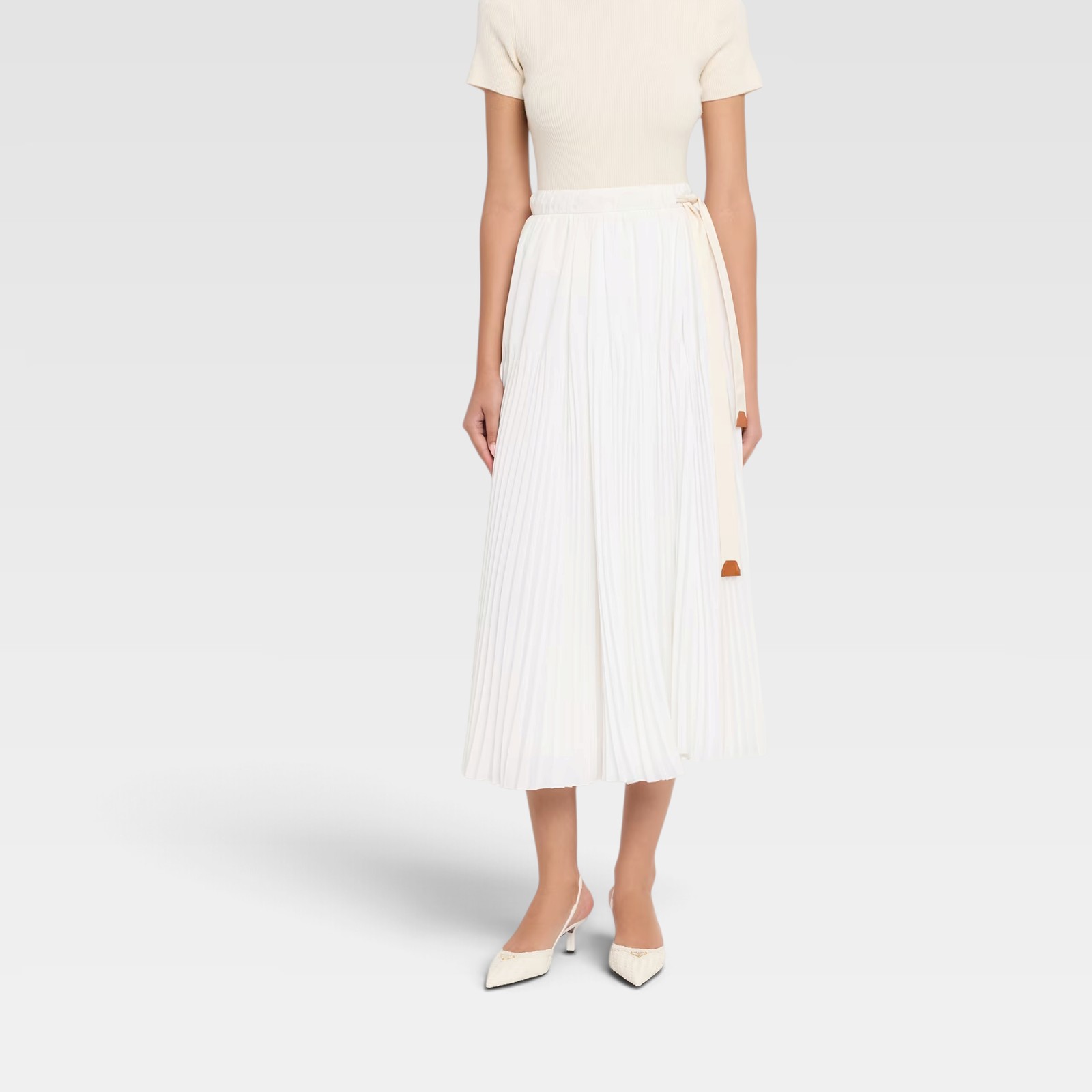 Prada Triangle Logo Woven Leather Slingback Pumps - Image 5