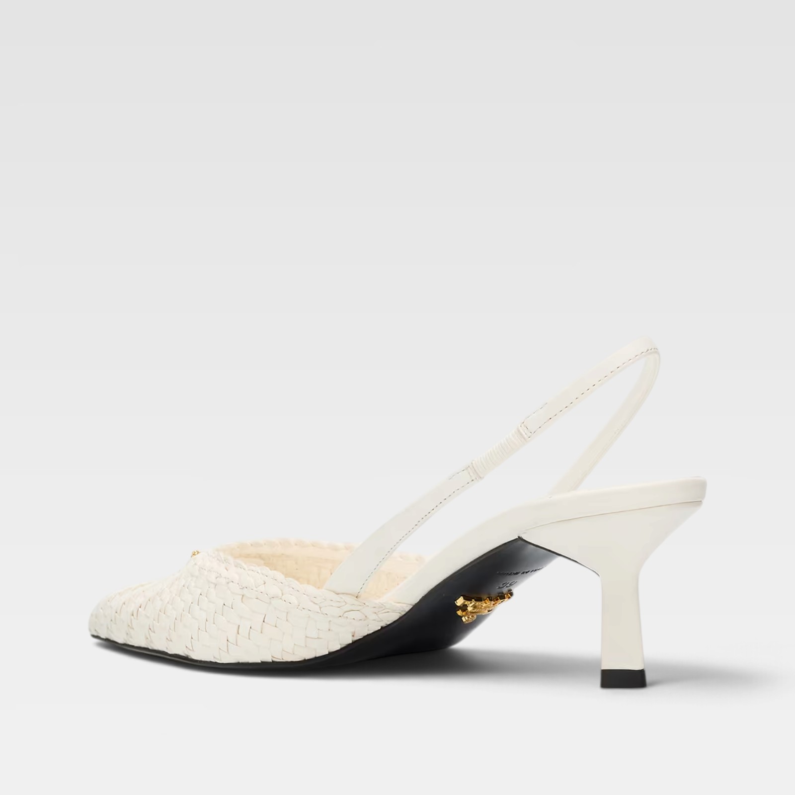 Prada Triangle Logo Woven Leather Slingback Pumps - Image 3