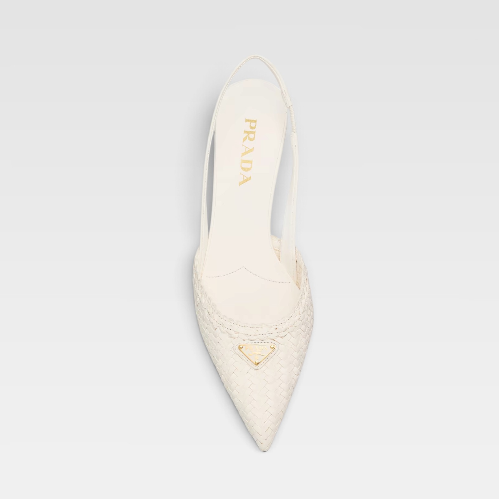 Prada Triangle Logo Woven Leather Slingback Pumps - Image 2