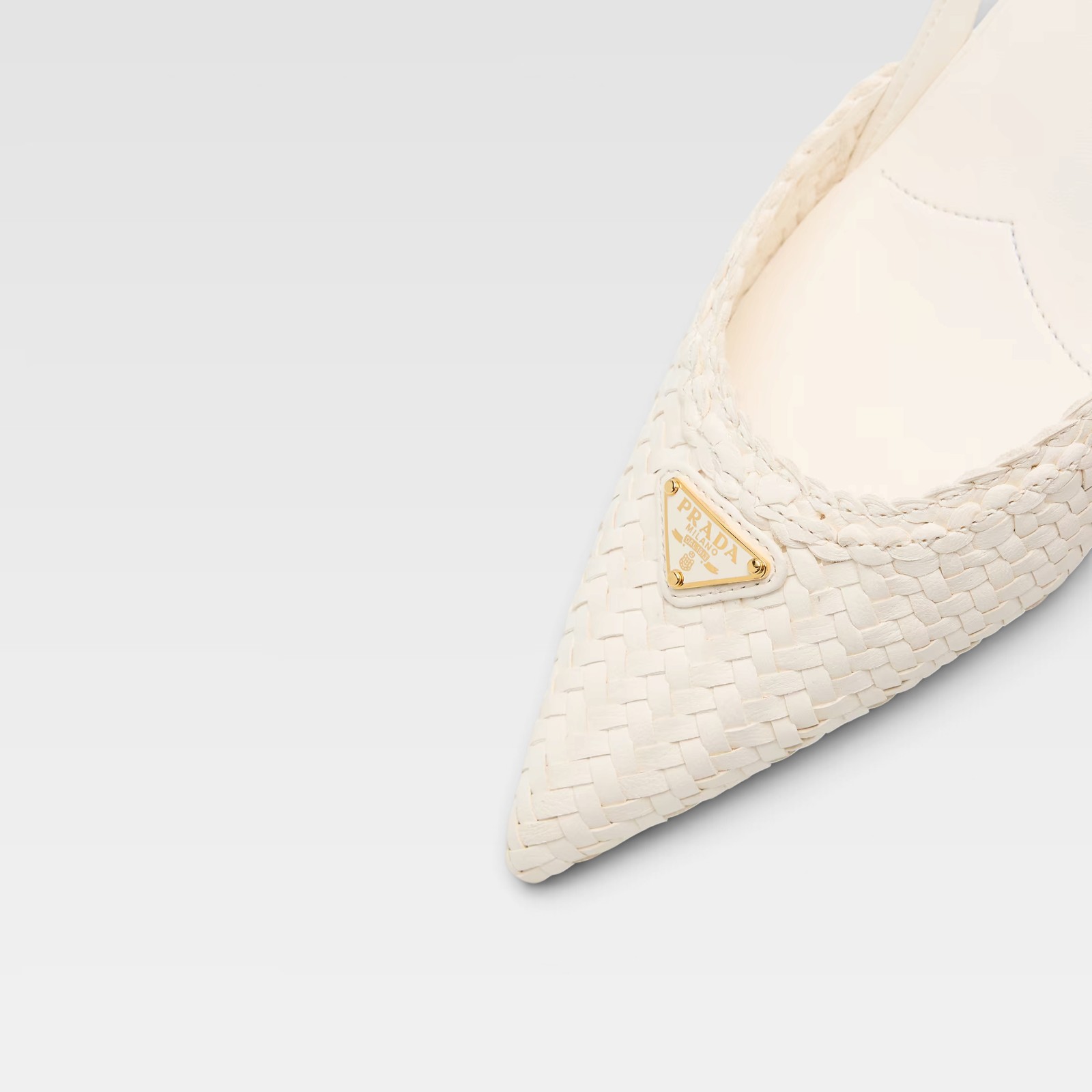 Prada Triangle Logo Woven Leather Slingback Pumps - Image 6