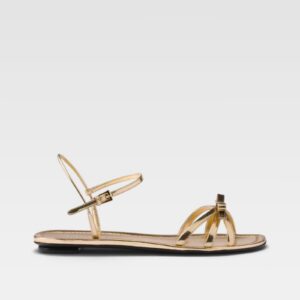Prada Flat Metallic Leather Sandals